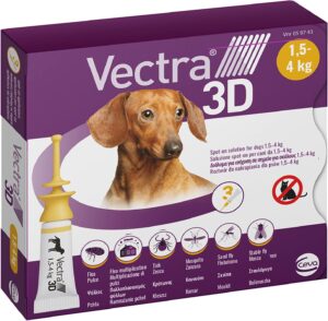 Vectra Vectra 3D Spot on Soluzione 3 Pipette 0,8 Ml Cani da 1,5 a 4 Kg Tripla Azione Antiparassitario